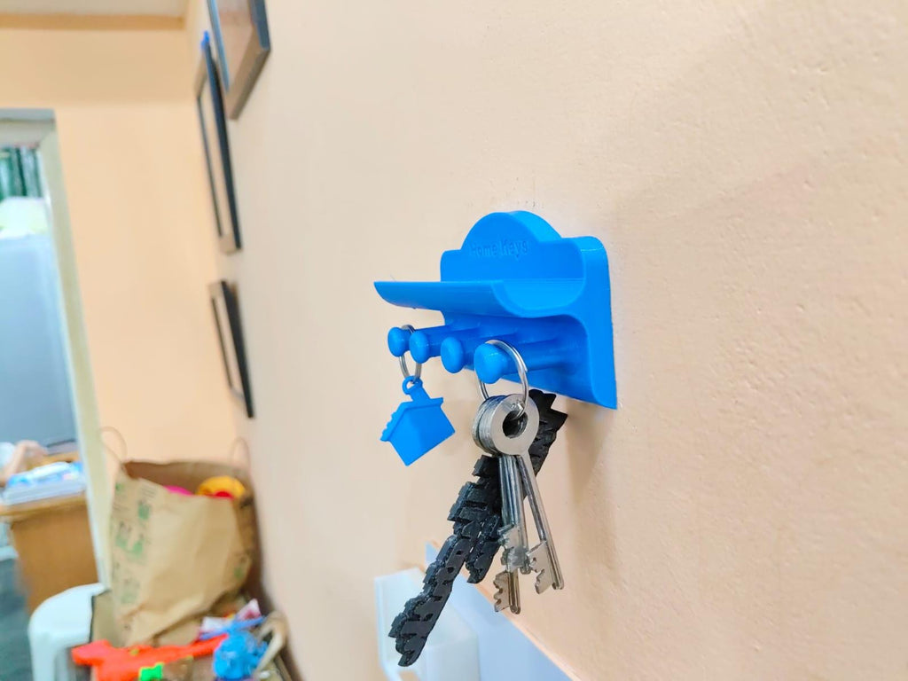 3D Printed Keys Holder | Modern Key Organizer with Hooks | Home Entryway Key Rack