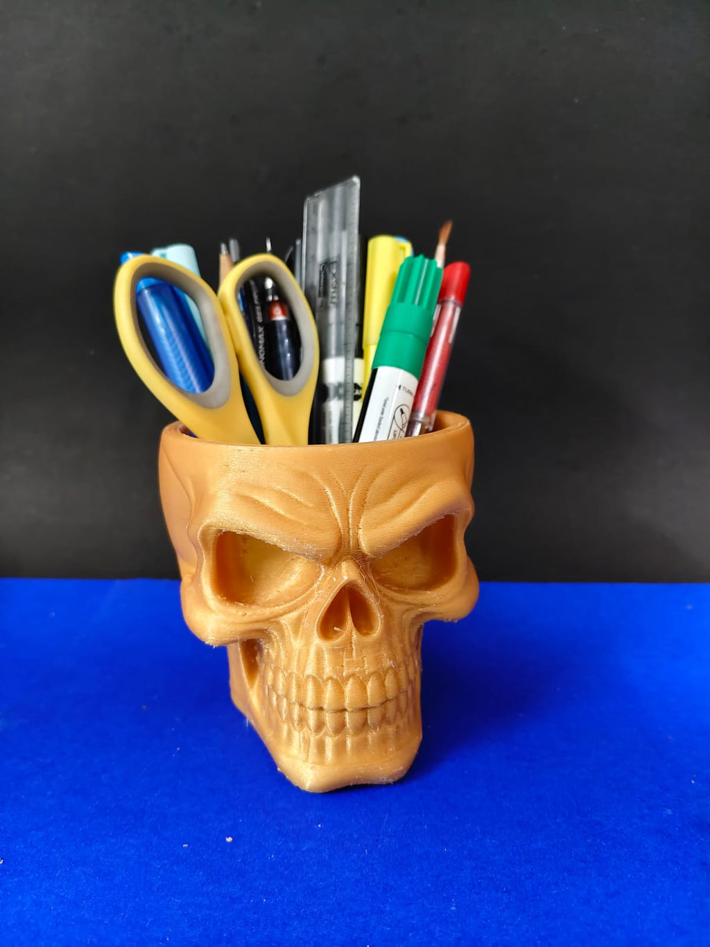 3D Printed Skull Pen Stand | Creative Stationery Holder.