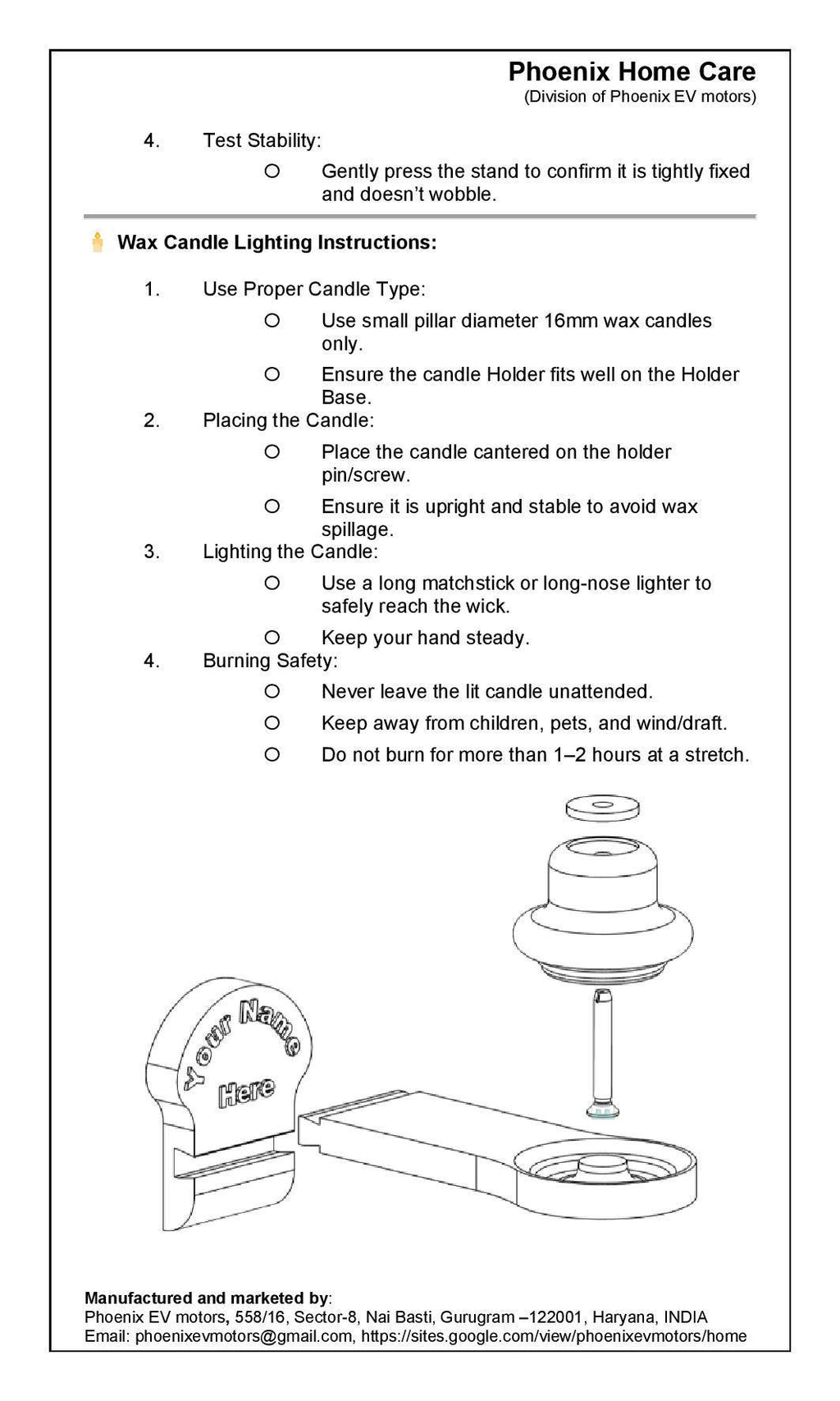 Home Altar Candle Stand – 3D Printed by Phoenix Homecare